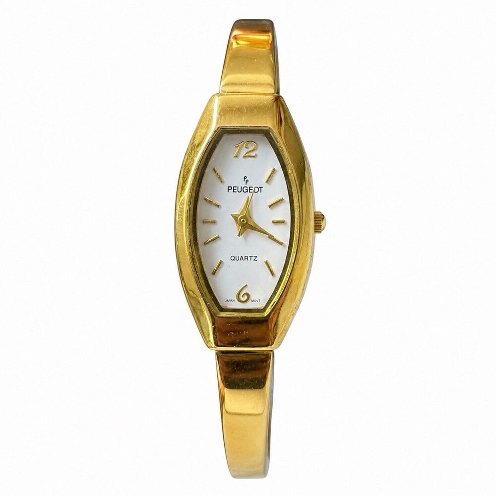 Vintage Peugeot Gold Tone Bracelet Watch Women’s Quartz Y2K Minimalist Untested